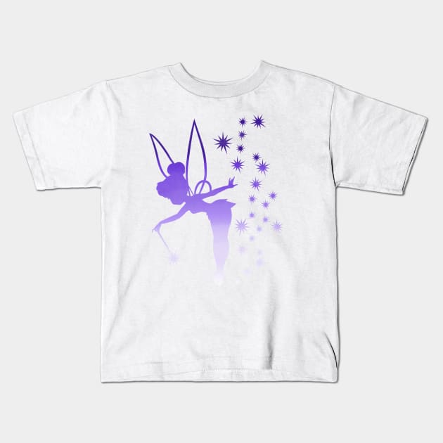 Purple Tinkerbell Ombre Sillhouette Kids T-Shirt by ijsw